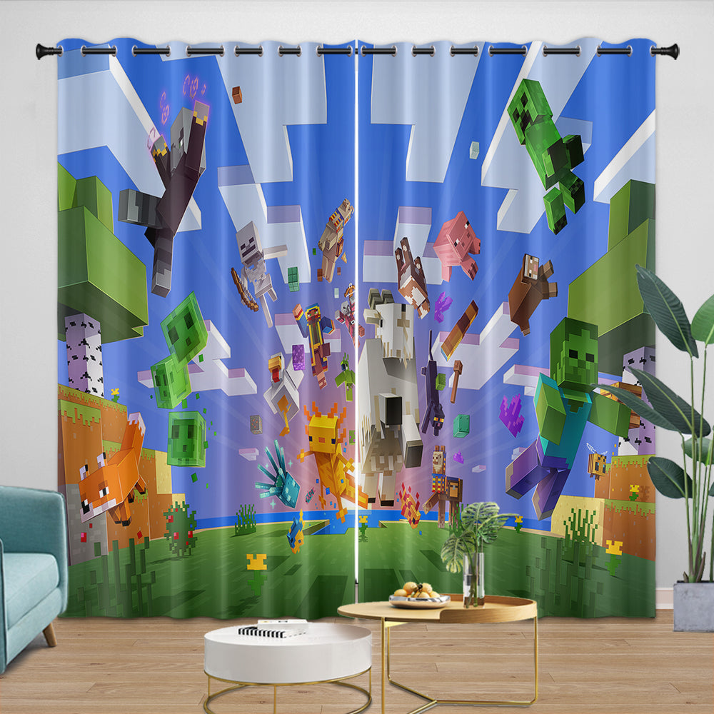 Game Pattern Minecraft Curtains Window Drapes Kids Room Decoration (ONLINE ORDER ONLY)