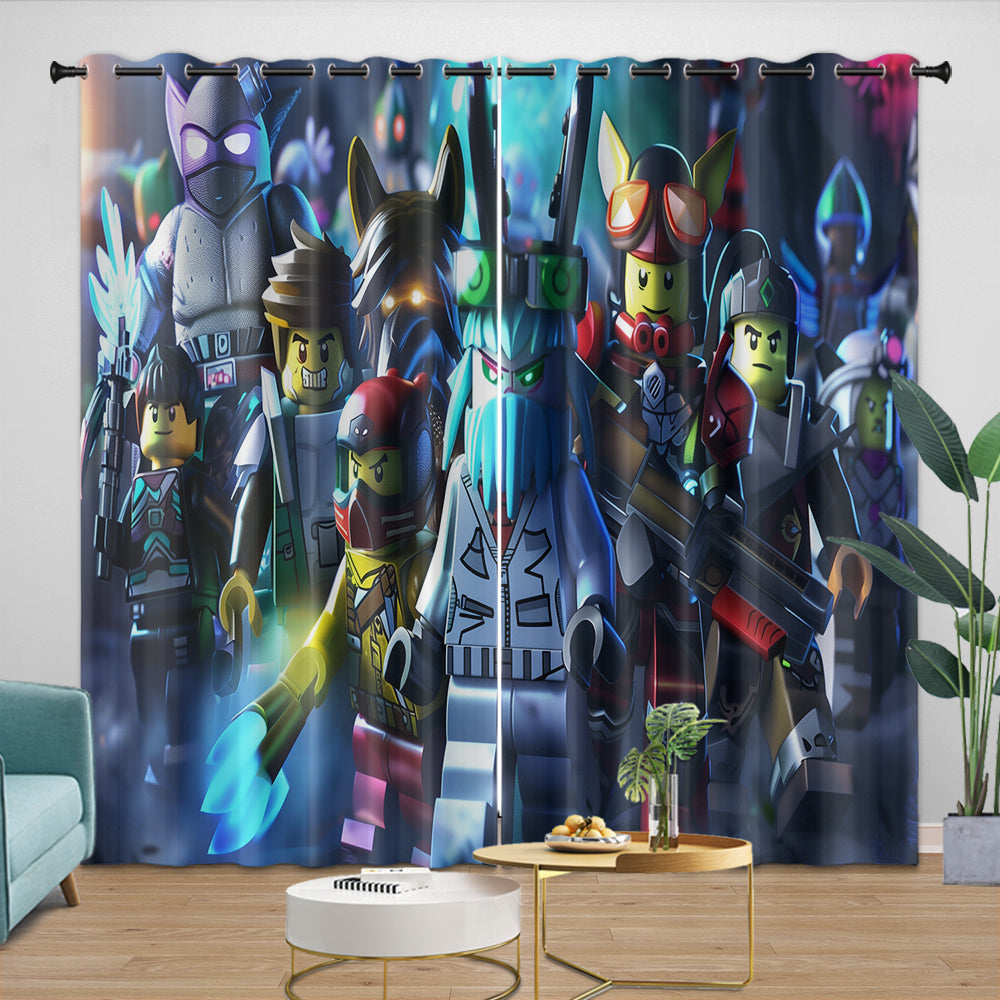 Game Pattren Roblox Curtains Blackout Window Drapes Room Decoration (Online Order Only)