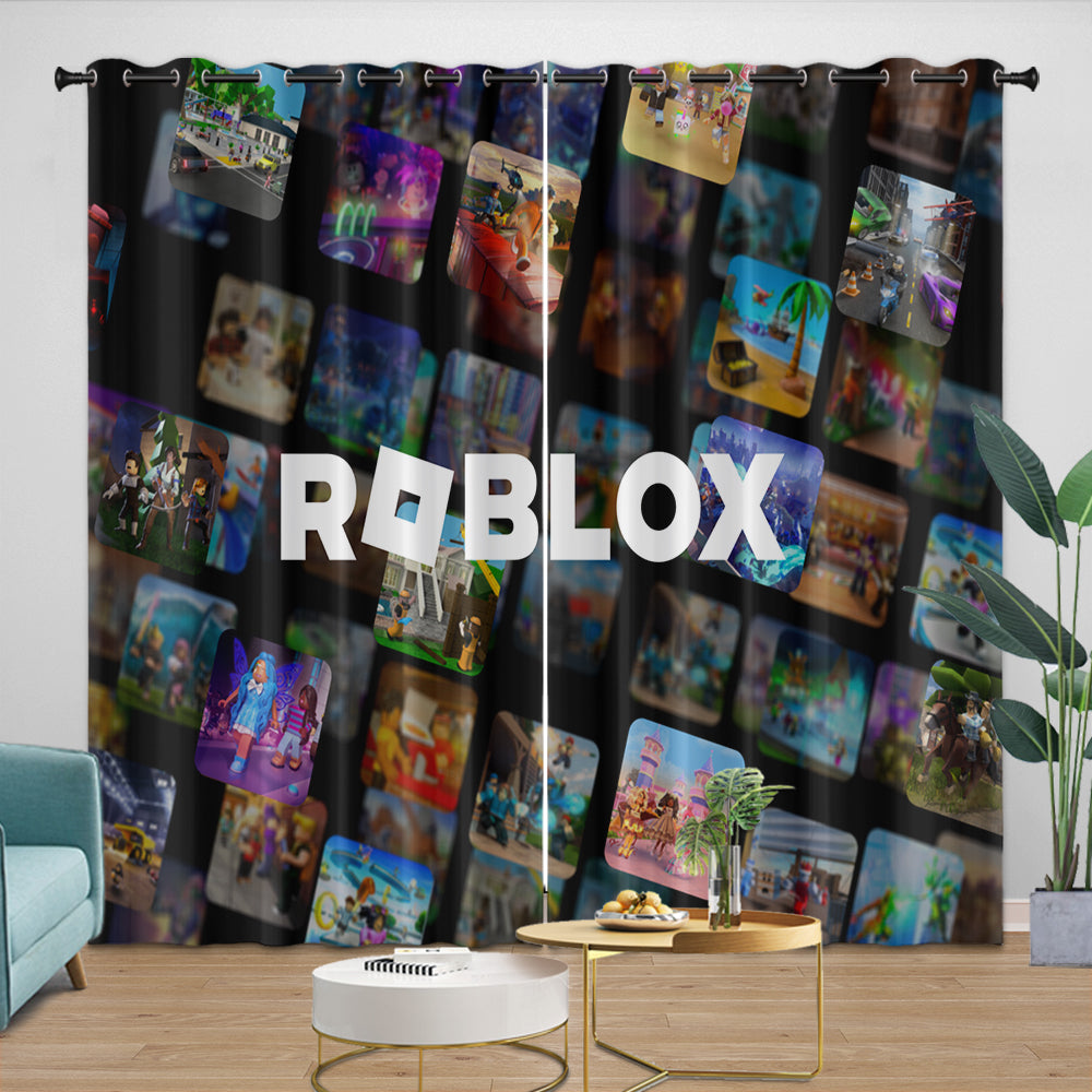 Game Pattren Roblox Curtains Blackout Window Drapes Room Decoration (Online Order Only)