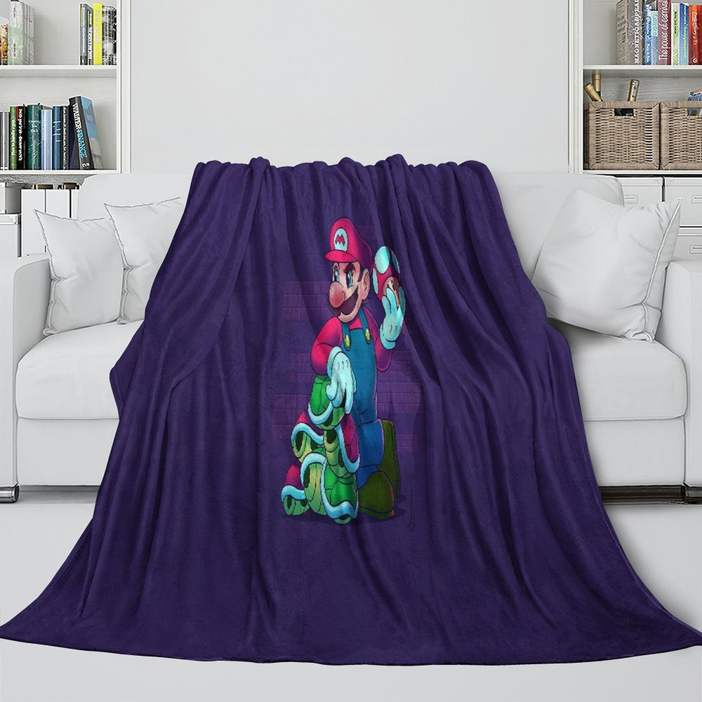 Game Super Mario Blanket Flannel Throw Kids Room Decoration (ONLINE ORDER ONLY)