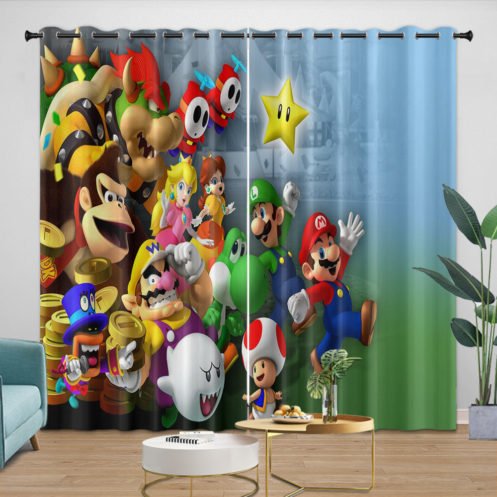 Game Super Mario Curtains Blackout Kids Room Window Drapes (ONLINE ORDER ONLY)
