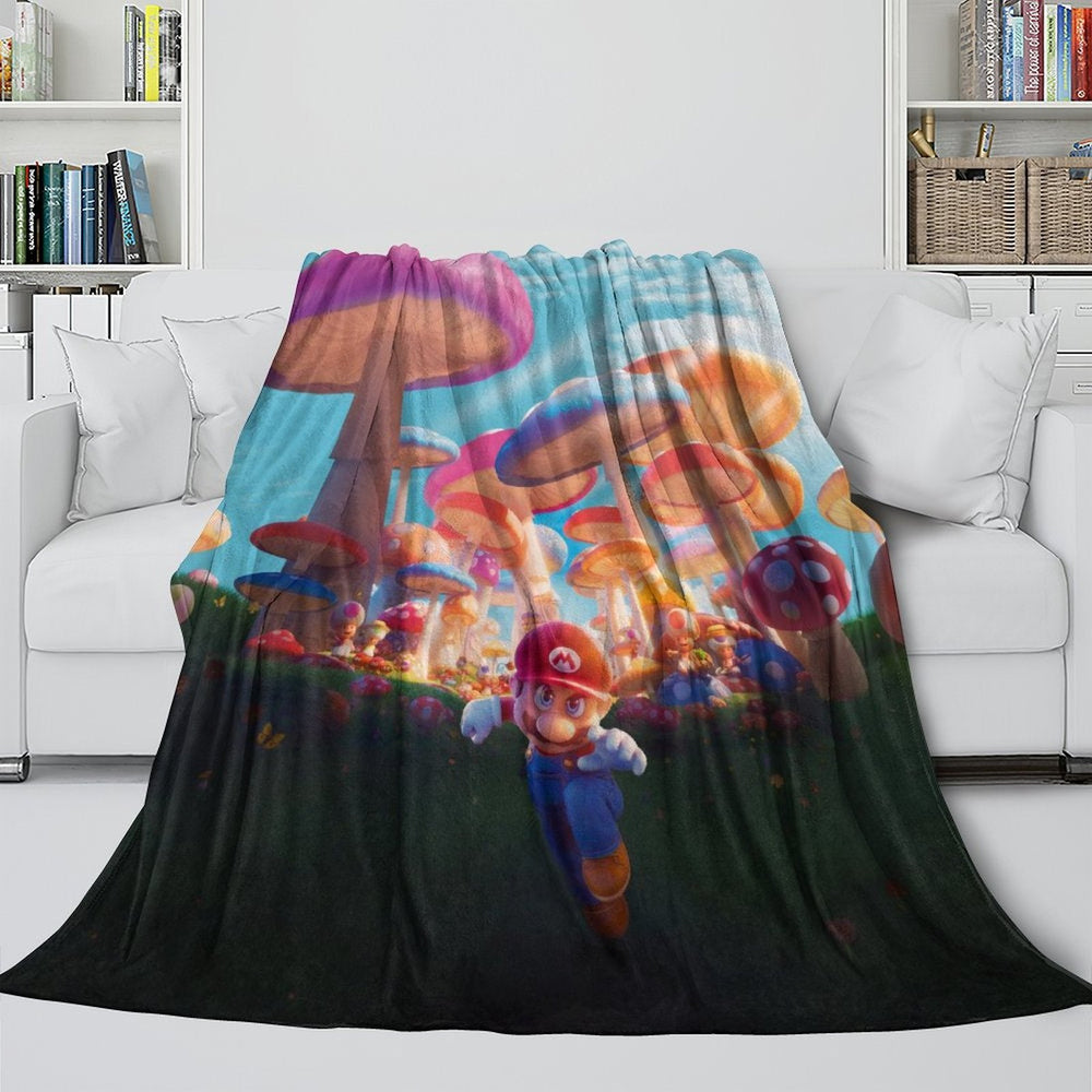 Game Super Mario Pattern Blanket Flannel Throw Kids Room Decoration (ONLINE ORDER ONLY)