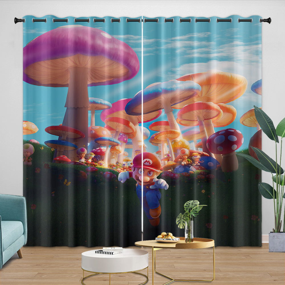 Game Super Mario Pattern Curtains Blackout Kids Room Window Drapes (ONLINE ORDER ONLY)