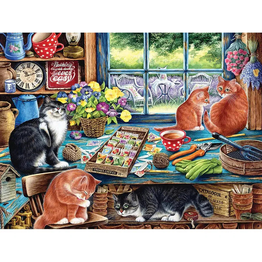 Garden Shed Cats 35 Piece Tray Jigsaw Puzzle Cobble Hill (ONLINE ORDER ONLY)