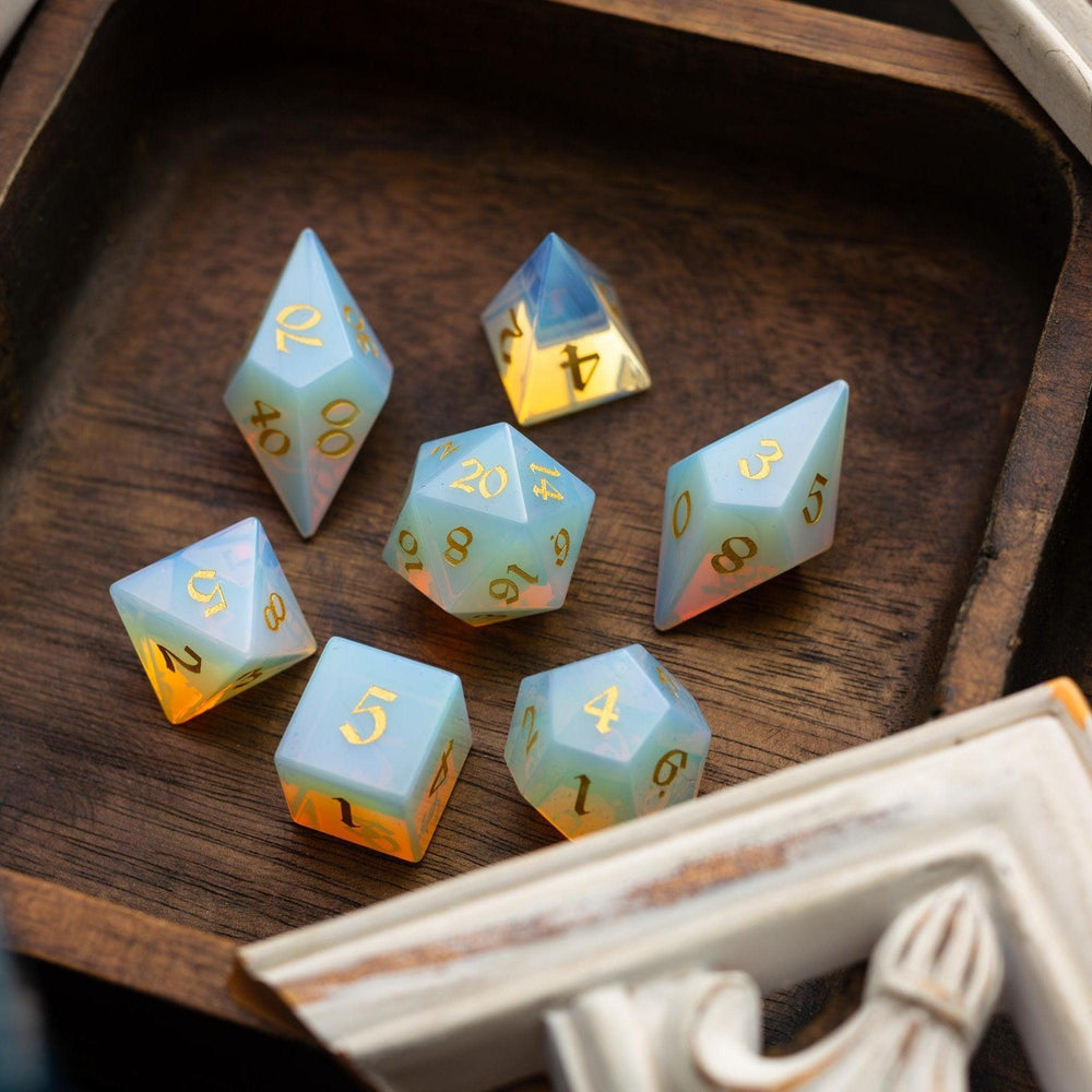 Gemstone Opalite Elven Cut DND Dice Set (ONLINE ORDER ONLY)