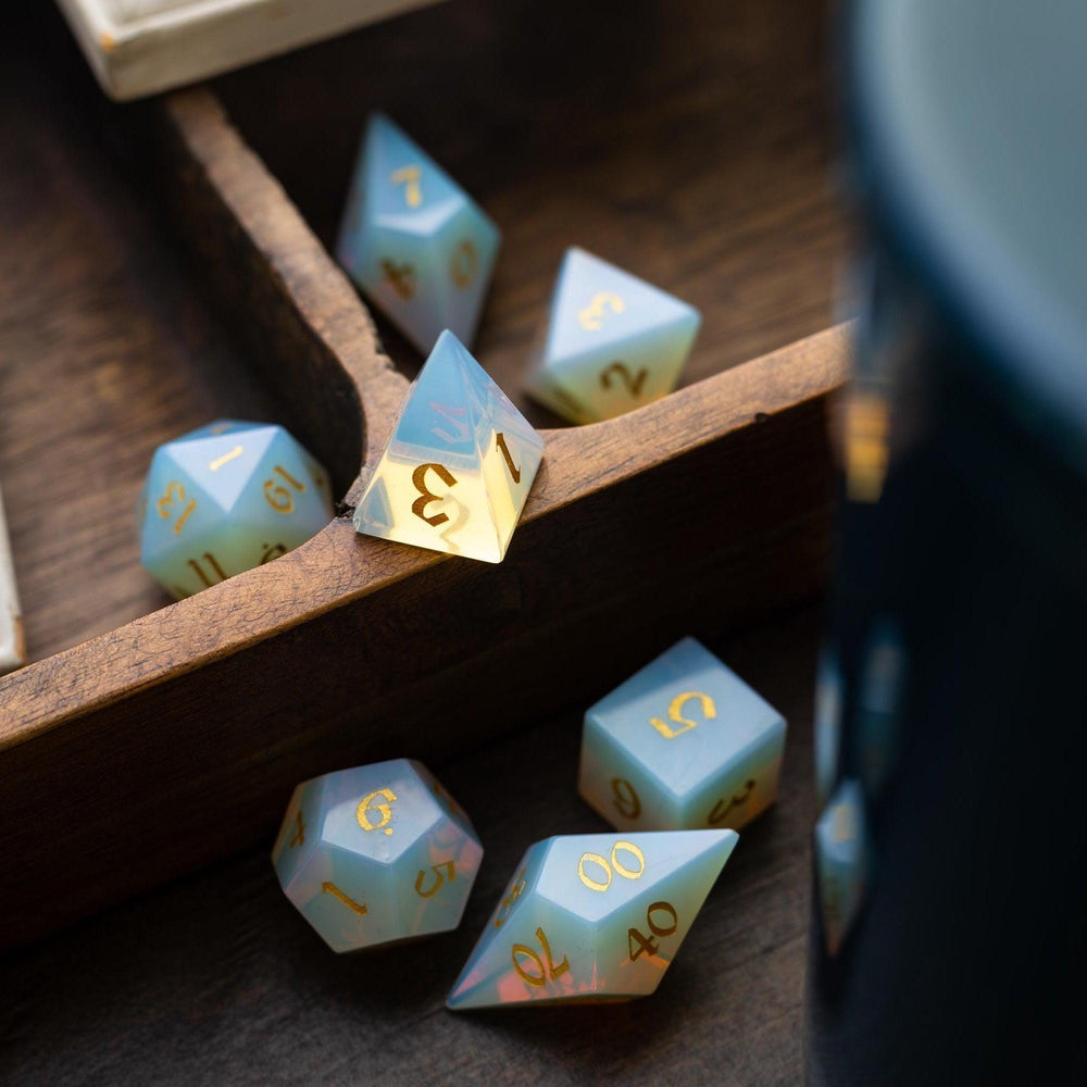 Gemstone Opalite Elven Cut DND Dice Set (ONLINE ORDER ONLY)