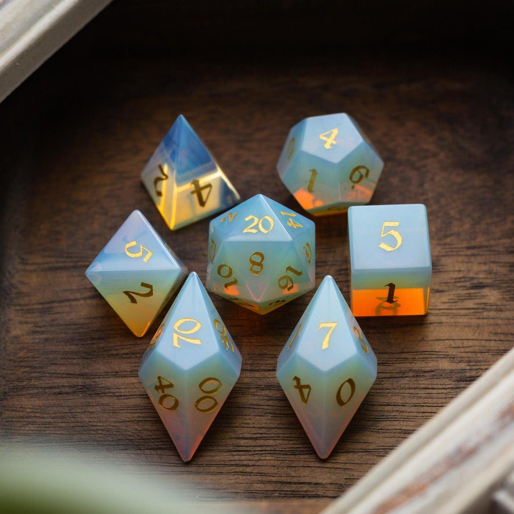 Gemstone Opalite Elven Cut DND Dice Set (ONLINE ORDER ONLY)