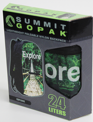 24 LITER Summit GoPak Teal Maze Folding Lightweight Backpack (ONLINE ORDER ONLY)