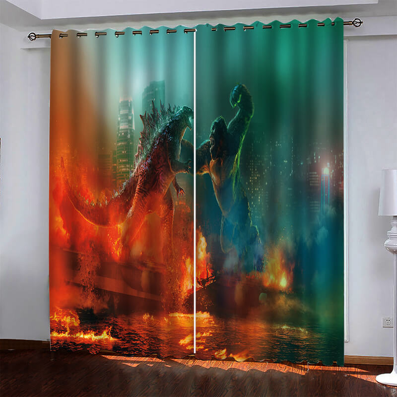 Godzilla vs Kong Pattern Curtains Blackout Window Drapes (Online Order Only)