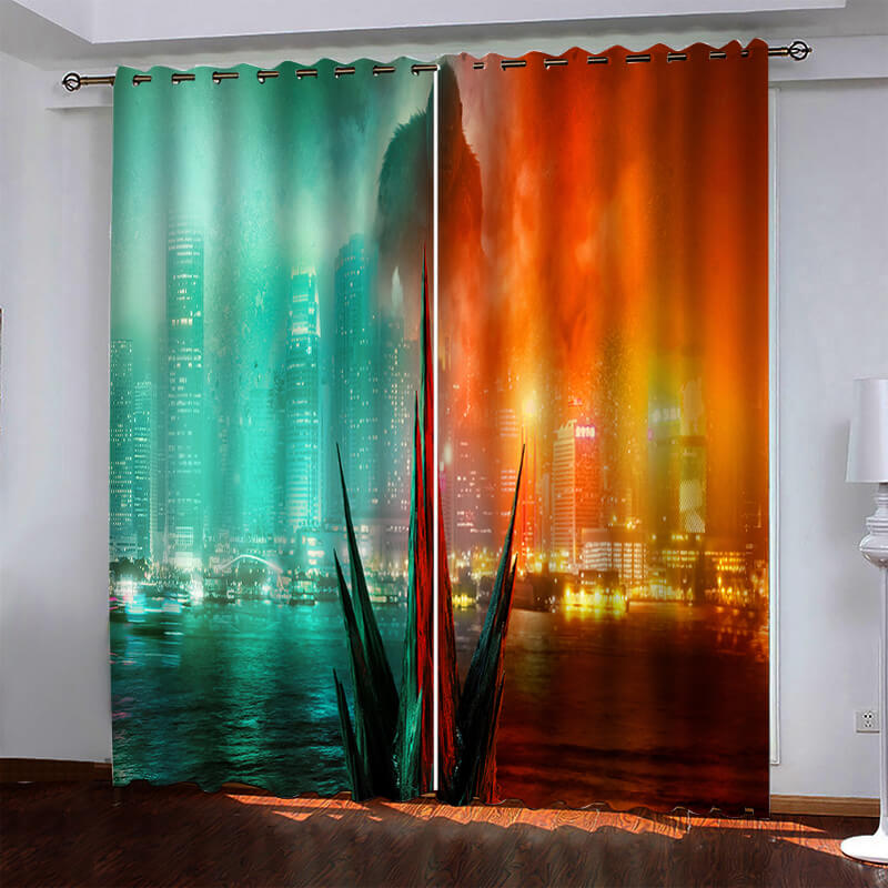 Godzilla vs Kong Pattern Curtains Blackout Window Drapes (Online Order Only)