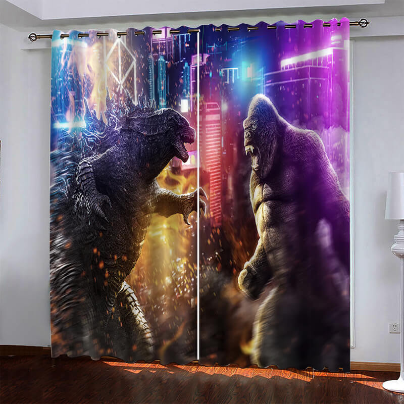 Godzilla vs Kong Pattern Curtains Blackout Window Drapes (Online Order Only)