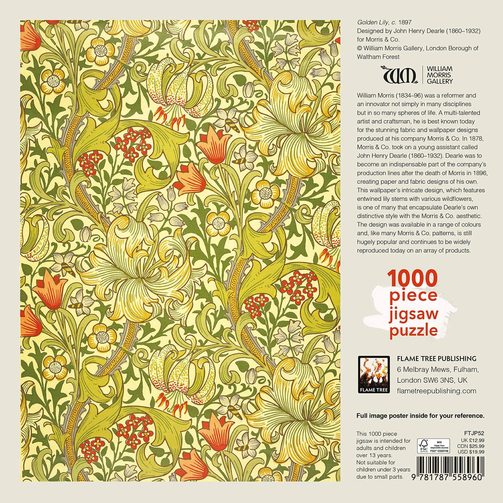 Golden Lily by William Morris 1000 Piece Jigsaw Puzzle Flame Tree (ONLINE ORDER ONLY)