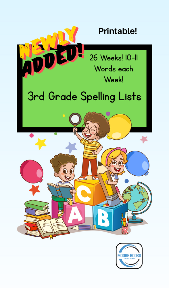 3rd Grade Spelling Lists - Printable! (ONLINE ORDER ONLY)