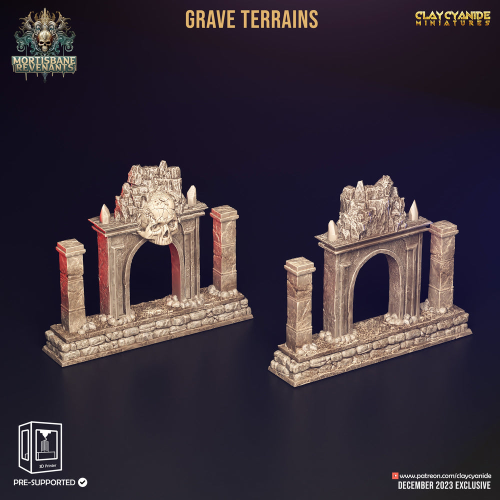 3D Printed Clay Cyanide Mortisbane Revenants - Grave Terrains 28mm 32 mm D&D (Online Only)
