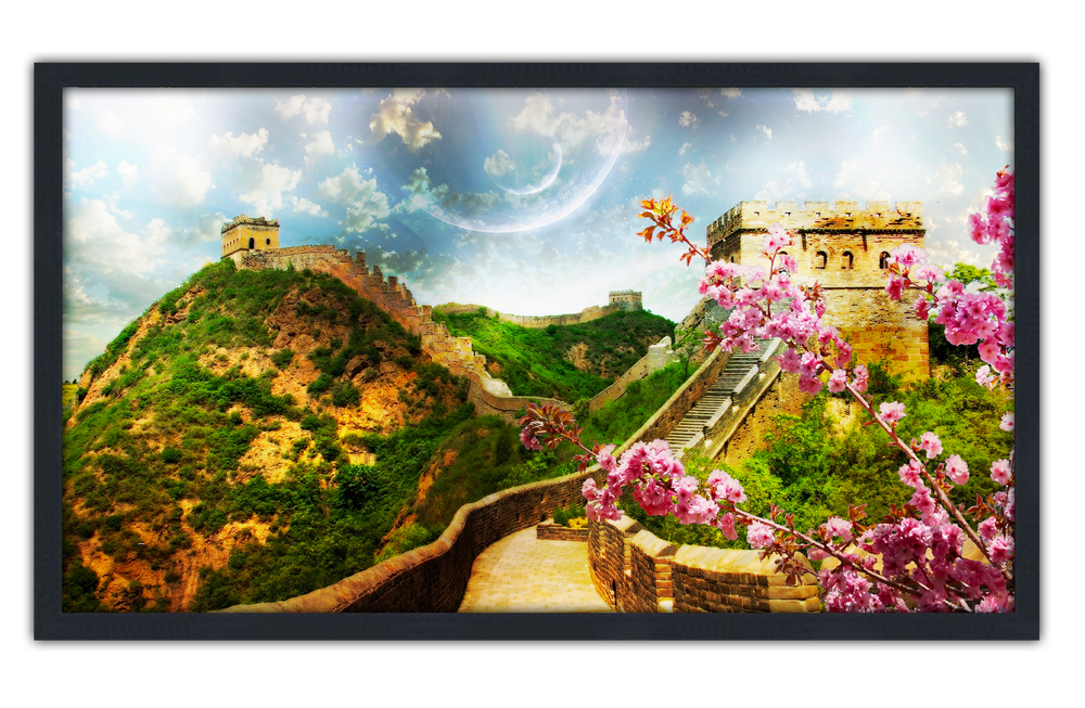 Professionally Framed The Great Wall of China Skyline High-Resolution Panoramic Photo 12x22 Wall Art