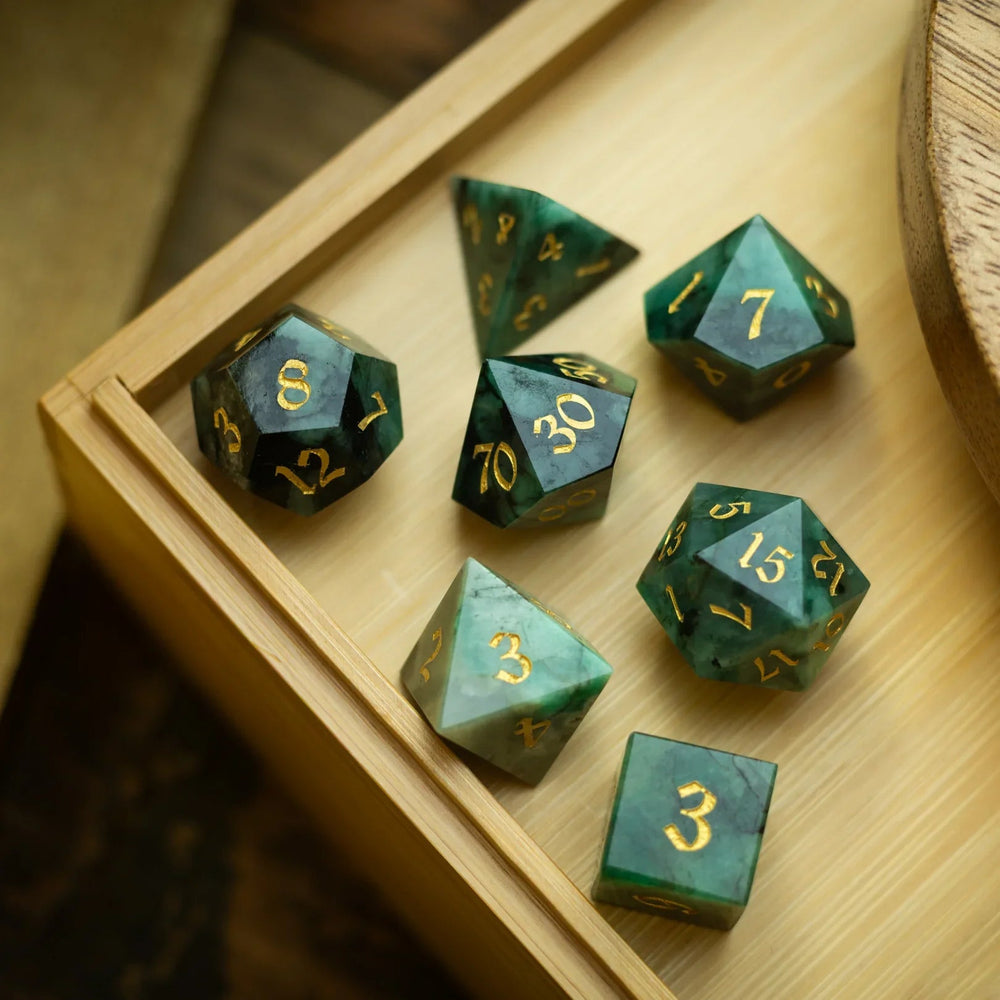 Green Emerald Gemstone DND Dice Set (ONLINE ORDER ONLY)