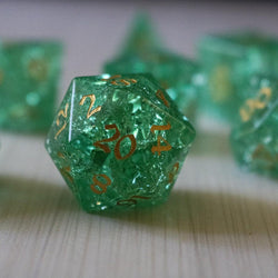 Green Lightning Cracked Glass DND Dice Set (ONLINE ORDER ONLY)