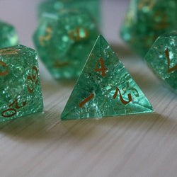 Green Lightning Cracked Glass DND Dice Set (ONLINE ORDER ONLY)