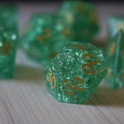 Green Lightning Cracked Glass DND Dice Set (ONLINE ORDER ONLY)
