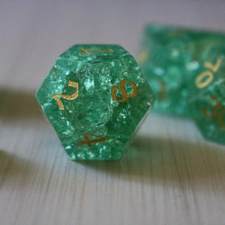 Green Lightning Cracked Glass DND Dice Set (ONLINE ORDER ONLY)