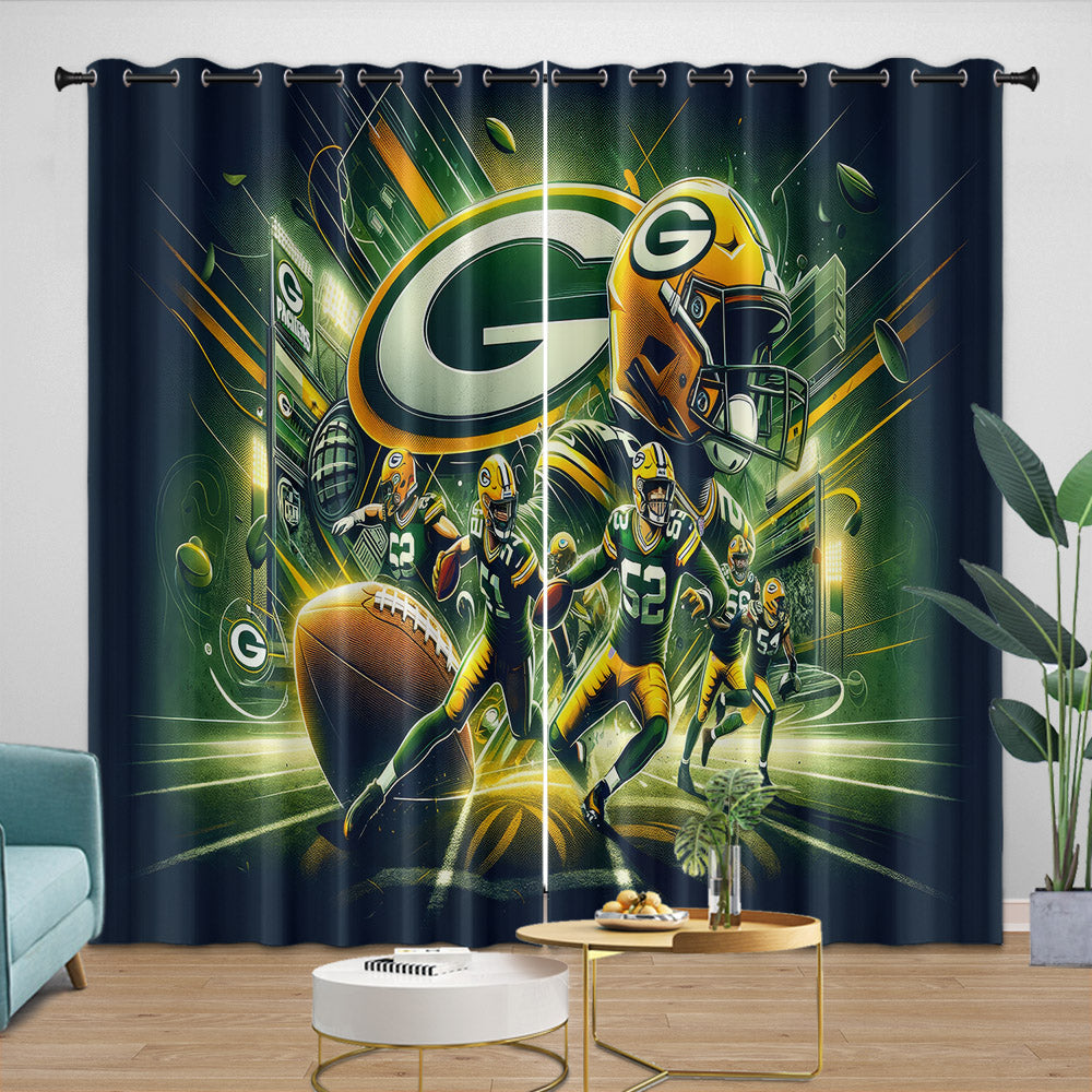 Green Bay Packers Curtains Blackout Window Drapes Room Decoration (Online Order Only)