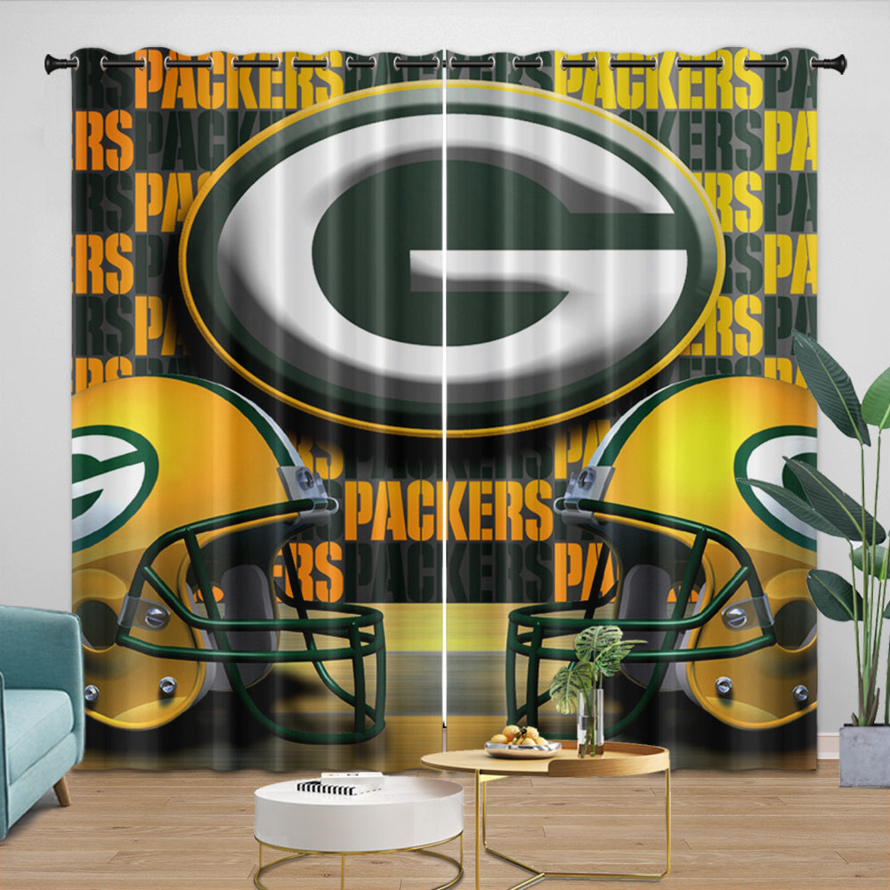 Green Bay Packers Curtains Blackout Window Drapes Room Decoration (Online Order Only)