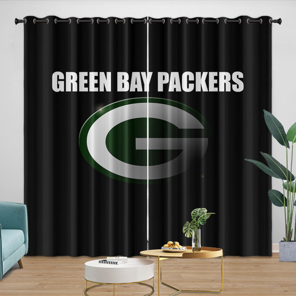 Green Bay Packers Curtains Blackout Window Drapes Room Decoration (Online Order Only)