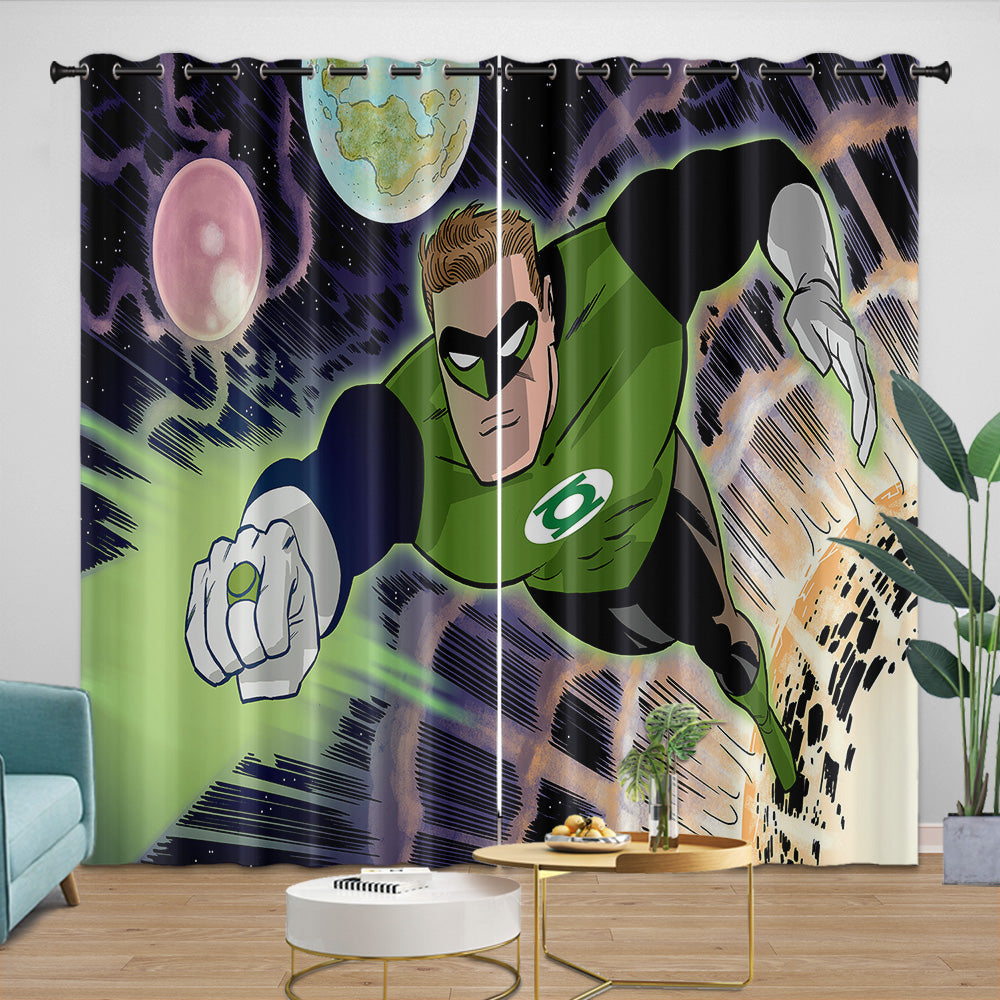 Green Lantern Curtains Pattern Blackout Window Drapes (ONLINE ORDER ONLY)