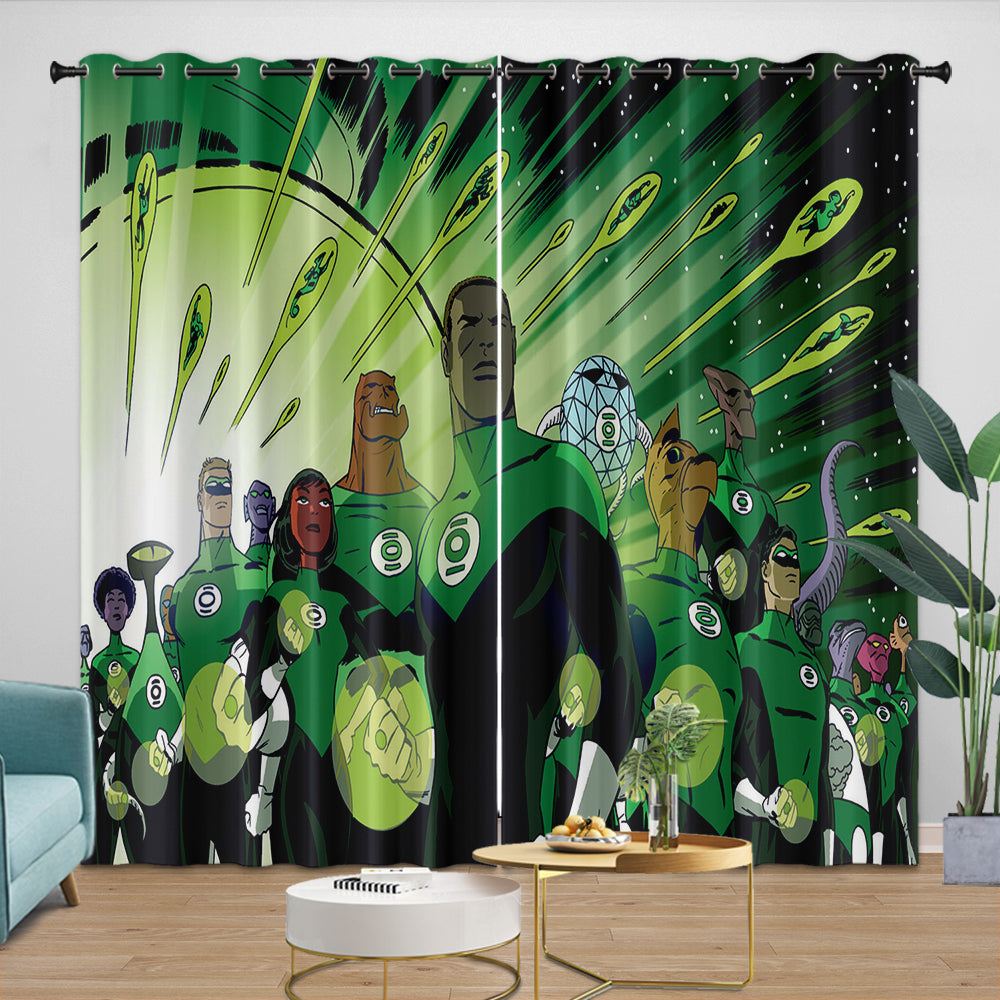 Green Lantern Curtains Pattern Blackout Window Drapes (ONLINE ORDER ONLY)