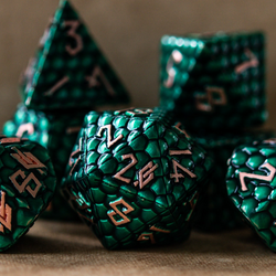 PRE-ORDER || Green Dragon's Egg Metal Dice Set