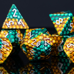 Green and Gold Dragon's Egg Metal Dice Set (ONLINE ORDER ONLY)