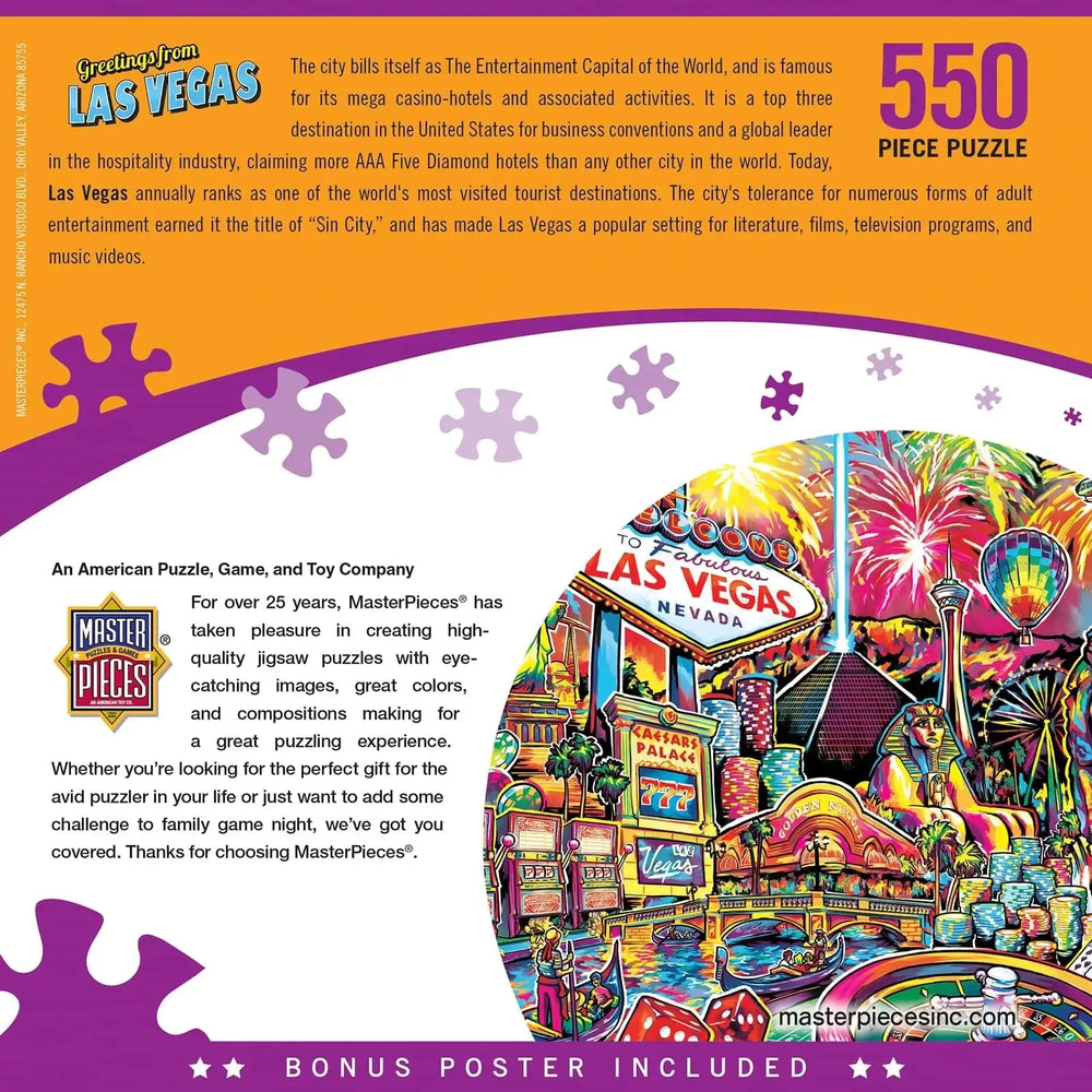 Greeting from Las Vegas 550 Piece Jigsaw Puzzle MasterPieces (ONLINE ORDER ONLY)