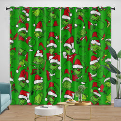 Grinch Curtains Blackout Window Drapes Room Decoration (ONLINE ORDER ONLY)