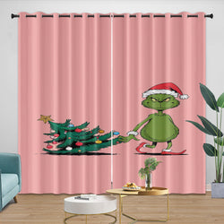 Grinch Curtains Blackout Window Drapes Room Decoration (ONLINE ORDER ONLY)
