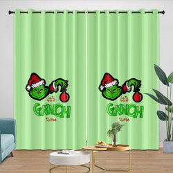 Grinch Curtains Blackout Window Drapes Room Decoration (ONLINE ORDER ONLY)