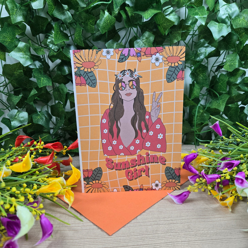 Retro Hippy Sunshine Girl Birthday Card (ONLINE ORDER ONLY)