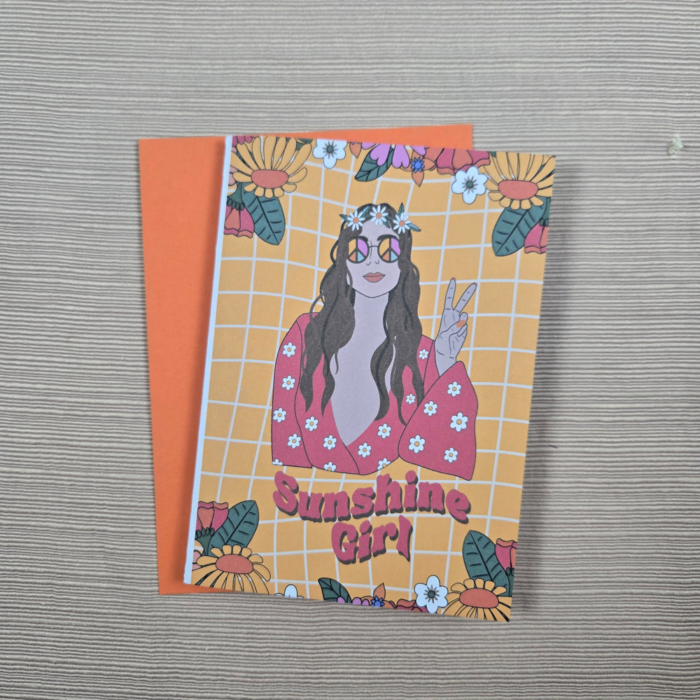 Retro Hippy Sunshine Girl Birthday Card (ONLINE ORDER ONLY)