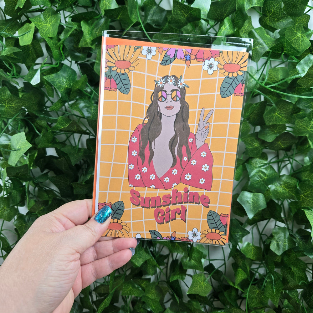 Retro Hippy Sunshine Girl Birthday Card (ONLINE ORDER ONLY)