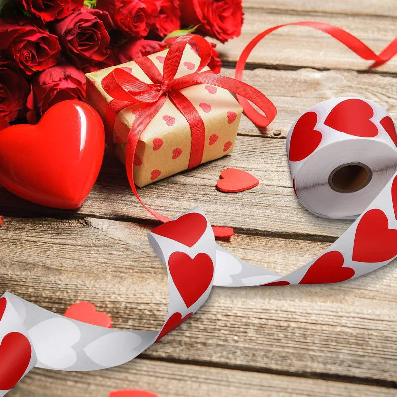 Heart Red Stickers seal labels 50-500pcs Labels stickers scrapbooking for Package and wedding decoration stationery sticker (ONLINE ORDER ONLY)