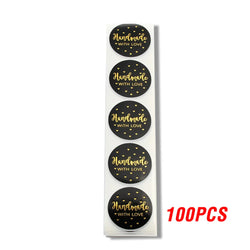 100-500pcs Black Handmade With Love 1 Inch Baking Label Wedding Sticker Party Label Decoration Envelope Seal Stationery Sticker (Online Order Only)