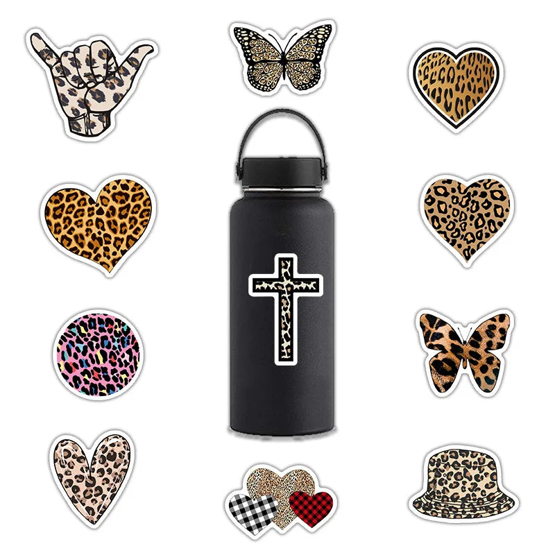 10/30/50Pcs Cartoon Leopard Love Letters Stickers Waterproof Decal Laptop Motorcycle Luggage Snowboard Fridge Phone Car Sticker (ONLINE ORDER ONLY)