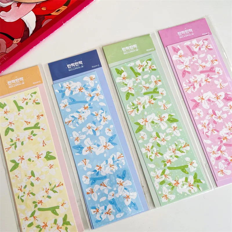 Beautiful Lily Flower Sticker Idol Card DIY Scrapbooking Decorative Sticker DIY Diary Album Stick Label Korean Kawaii Stationery (Online Order Only)