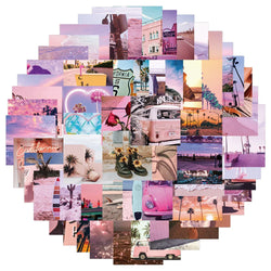 Pink Landscape Stickers Aesthetic Decals for Luggage, Laptop, Skateboard, Phone (Online Order Only)