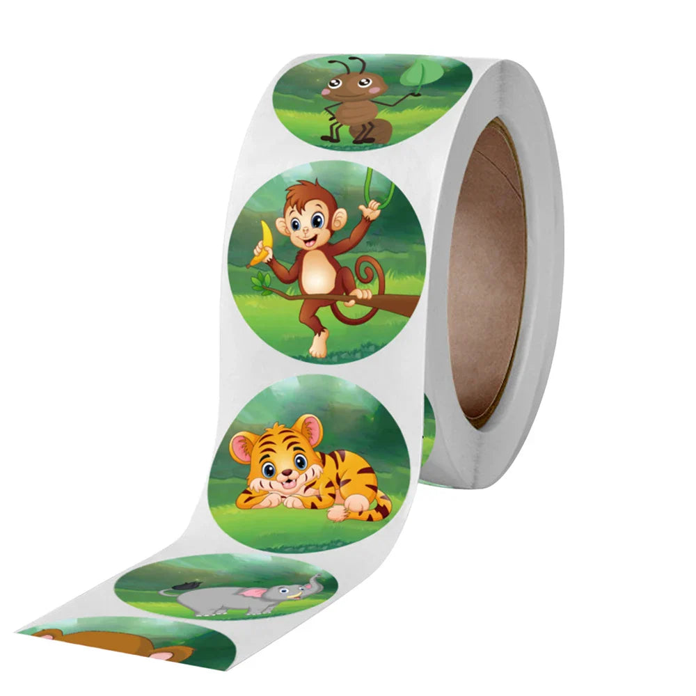 500pcs/roll Zoo Animals Laptop Stickers Reward Motivational Teacher Decals Ocean Life Sticker Toys for Children Kids on Car Book (Online Order Only)