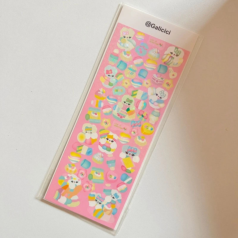 1pcs Kawaii Animals Laser Stickers Scrapbooking Decorative Cute Sticker Korean DIY Diary Album Stick Label School Stationery (Online Order Only)