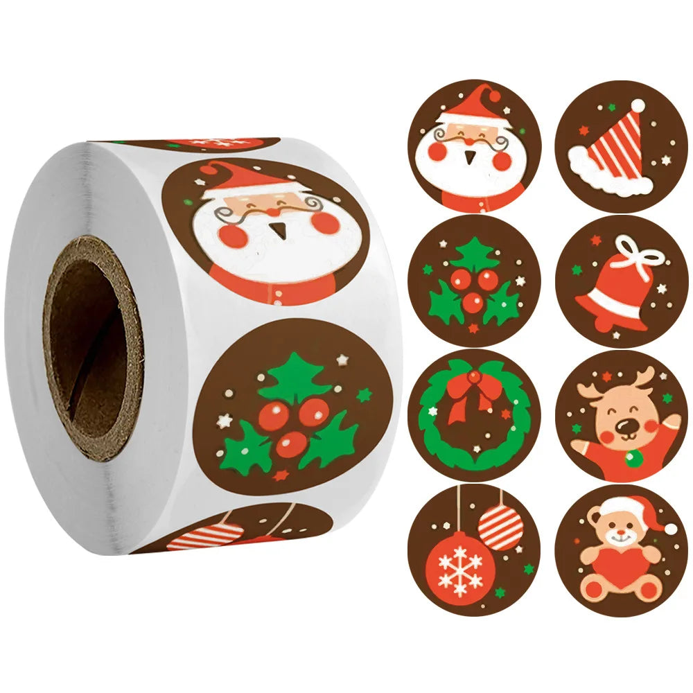 100-500pcs 6 Designs 1 Inch Christmas Theme Seal Labels Stickers For DIY Gift Baking Package Envelope Stationery Decoration (ONLINE ORDER ONLY)