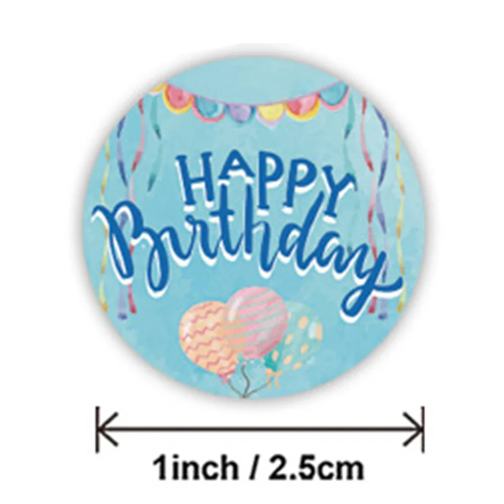 100-500pcs Cute Happy Birthday Sticker Birthday Gift Decoration Label Sealing Balloon Cake Label Packaging Scrapbook Sticker (Online Order Only)
