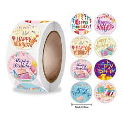 100-500pcs Cute Happy Birthday Sticker Birthday Gift Decoration Label Sealing Balloon Cake Label Packaging Scrapbook Sticker (Online Order Only)