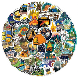Camping Outdoor Waterproof Stickers Decals for Phone, Bicycle, Suitcase, Laptop, Helmet, Car - 10/30/50pcs (Online Order Only)