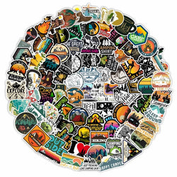 Camping Adventure Waterproof Stickers for Laptop Car Luggage (10/30/50/100 PCS) (ONLINE ORDER ONLY)